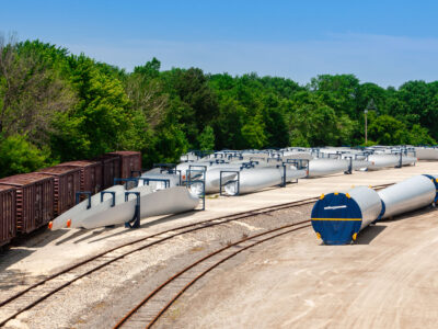 Vestas Wind Turbine Blades at Rail Yard, Fond Du Lac County, WI