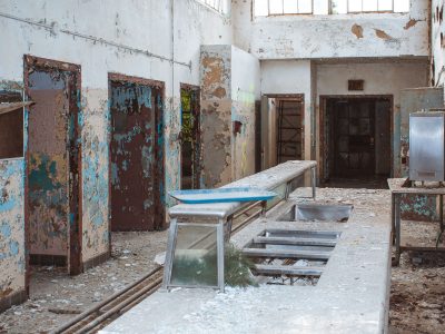 Communal Sink Trough and Ward Corridor, Kings Park Psychiatric Center