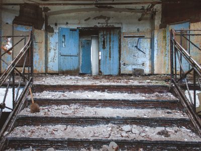 Debris-Covered Stairwell, Kings Park Psychiatric Center