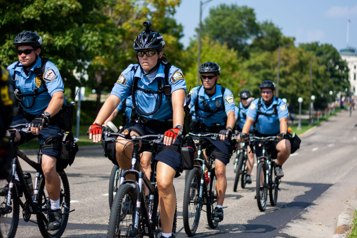 St. Paul Police officers on bikes during the RNC in 2008.