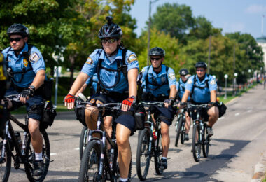 St. Paul Police officers on bikes during the RNC in 2008.