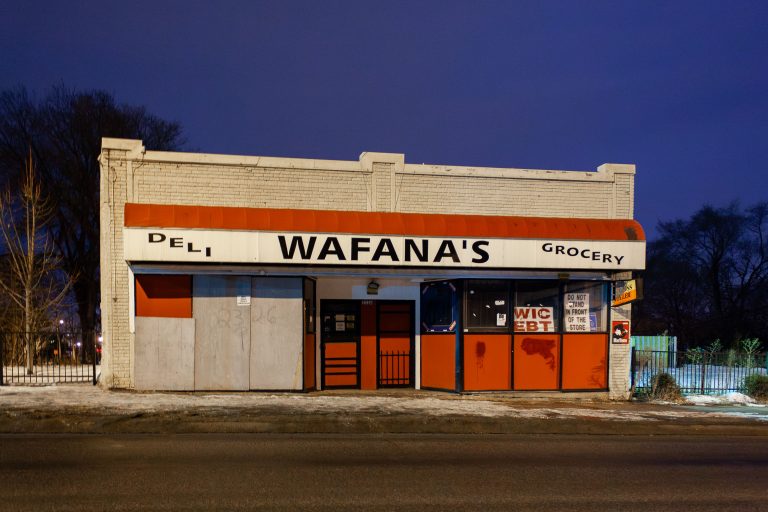 Wafana's Grocery and Deli, Lyndale Avenue 1 Wafana's Grocery and Deli storefront on Lyndale Avenue, North Minneapolis, with orange and cream facade.