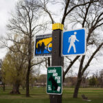 Ground Rounds Scenic Byway sign on Bde Maka Ska in Minneapolis. 2009