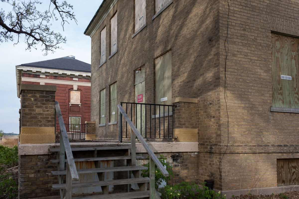 A boarded up building at Fort Snelling near Minneapolis.