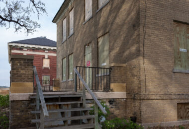 A boarded up building at Fort Snelling near Minneapolis.