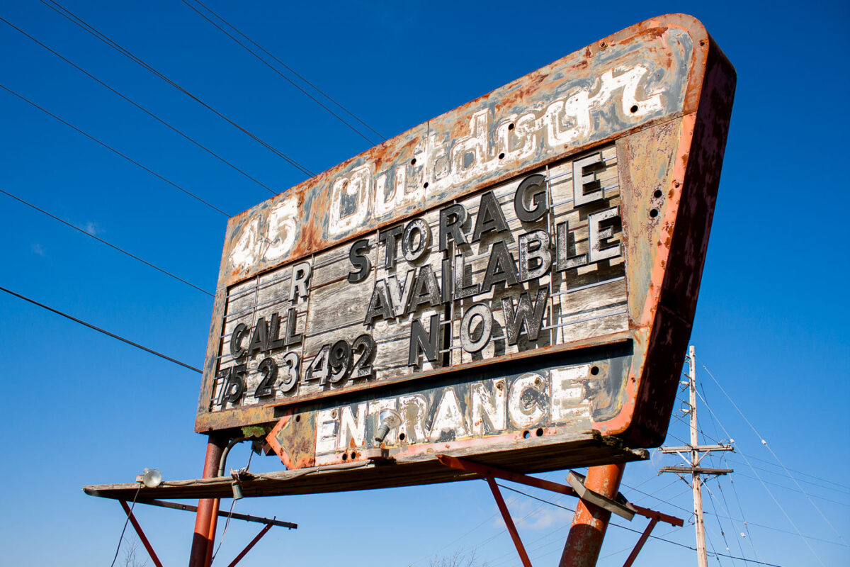 45 Outdoor Theatre sign in New London, Wisconsin.