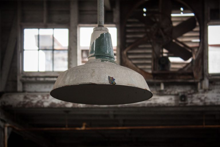 Dixie Brewery Hanging Light, New Orleans 4 Dixie Brewery in New Orleans with a hanging industrial light fixture.