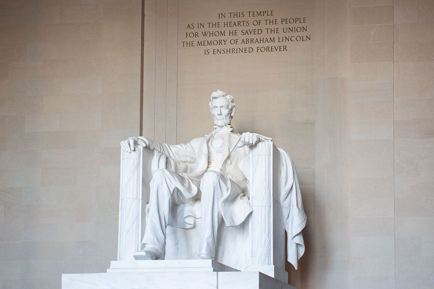 Lincoln at the Lincoln Memorial in Washington DC