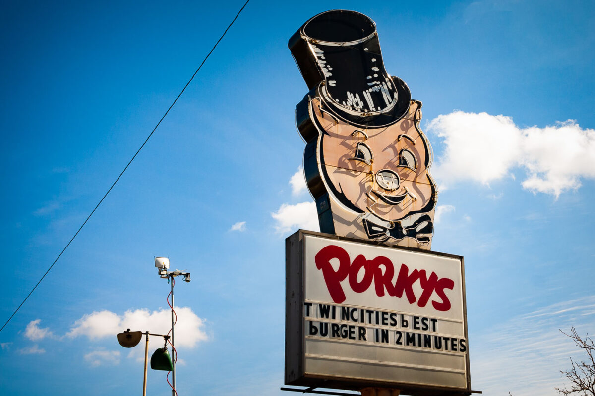 The Porky's sign on the April 2nd, 2011, the day it closed.