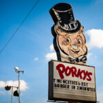 The Porky's sign on the April 2nd, 2011, the day it closed.