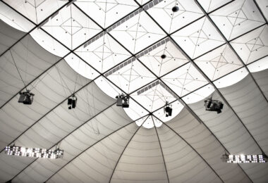 Inside the now demolished Metrodome. Formerly the home of the Minnesota Vikings.