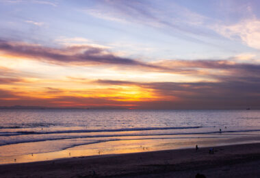 Sunset in Huntington Beach, California.