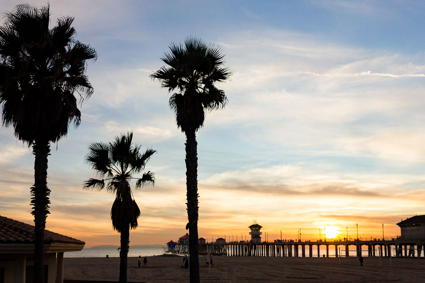 Huntington Beach Sunset with Palm Trees