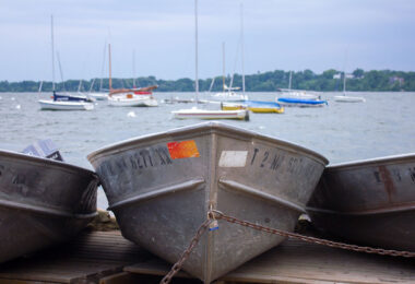 Boats on Bde Maka Ska in Minneapolis.
