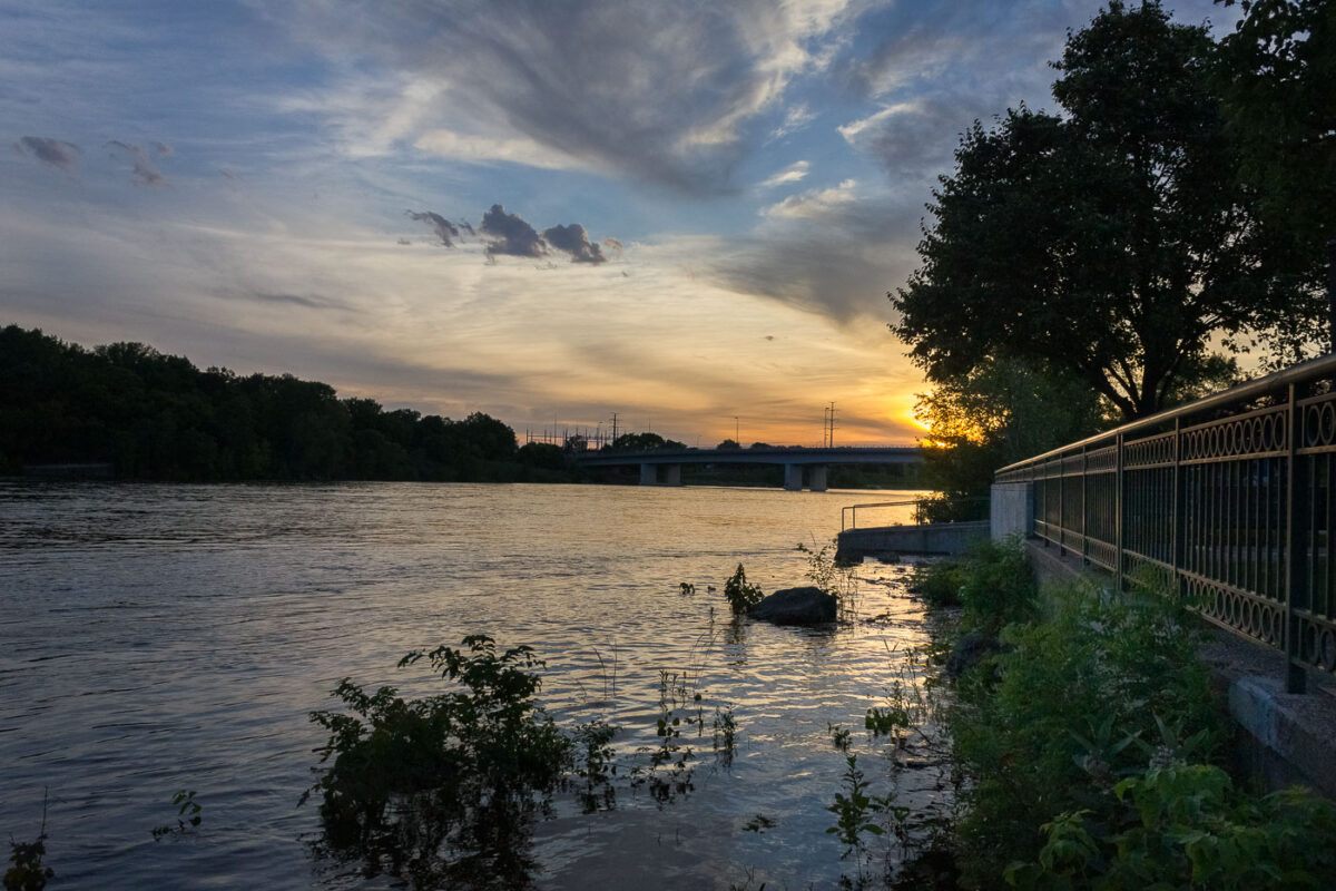 Sunset as seen from Boom Island in Minneapolis.