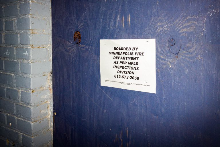 Boarded by Minneapolis Fire Signage 3