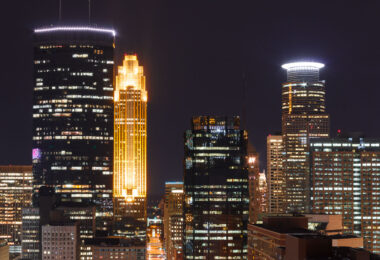 Downtown Minneapolis as seen from west side.