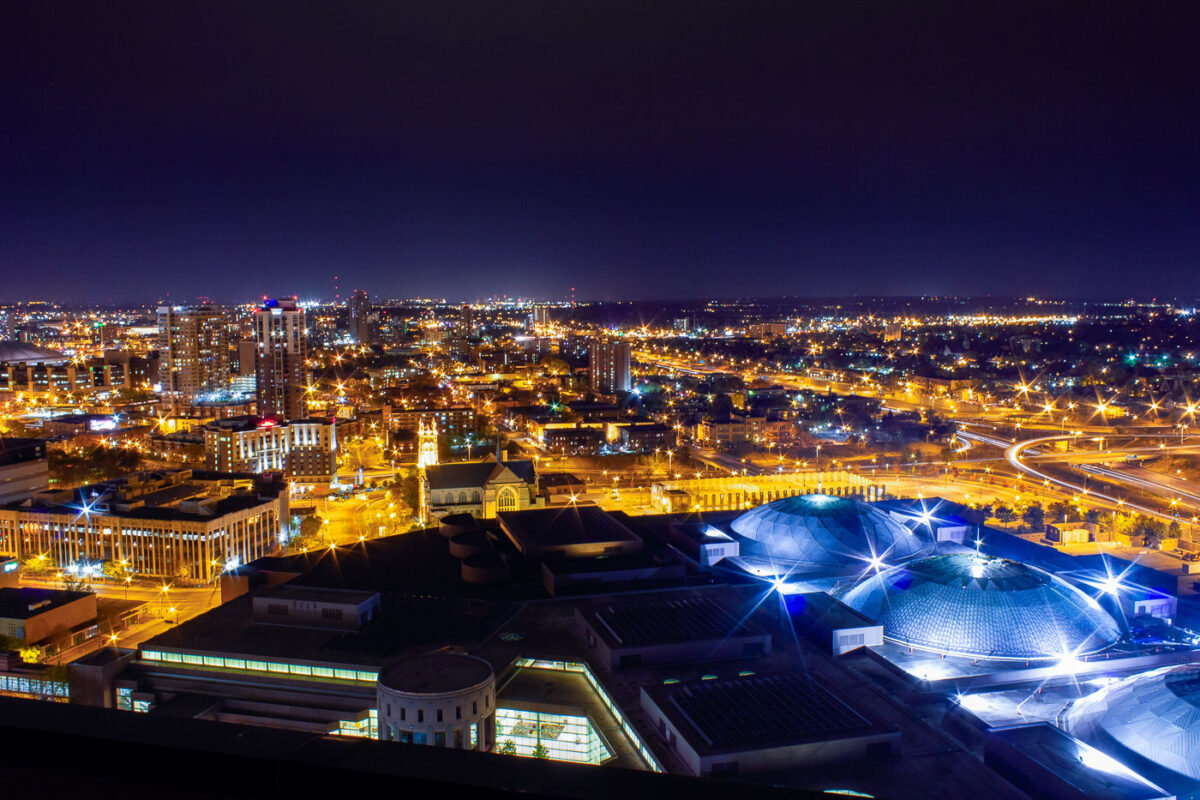 The Minneapolis Convention Center at night in 2012.