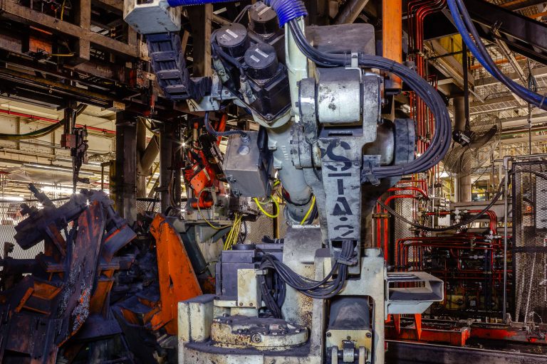 Robotic Welders at Ford Assembly Plant, St. Paul 3 Robotic welders operate on an automotive assembly line at a Ford plant in St. Paul, Minnesota.