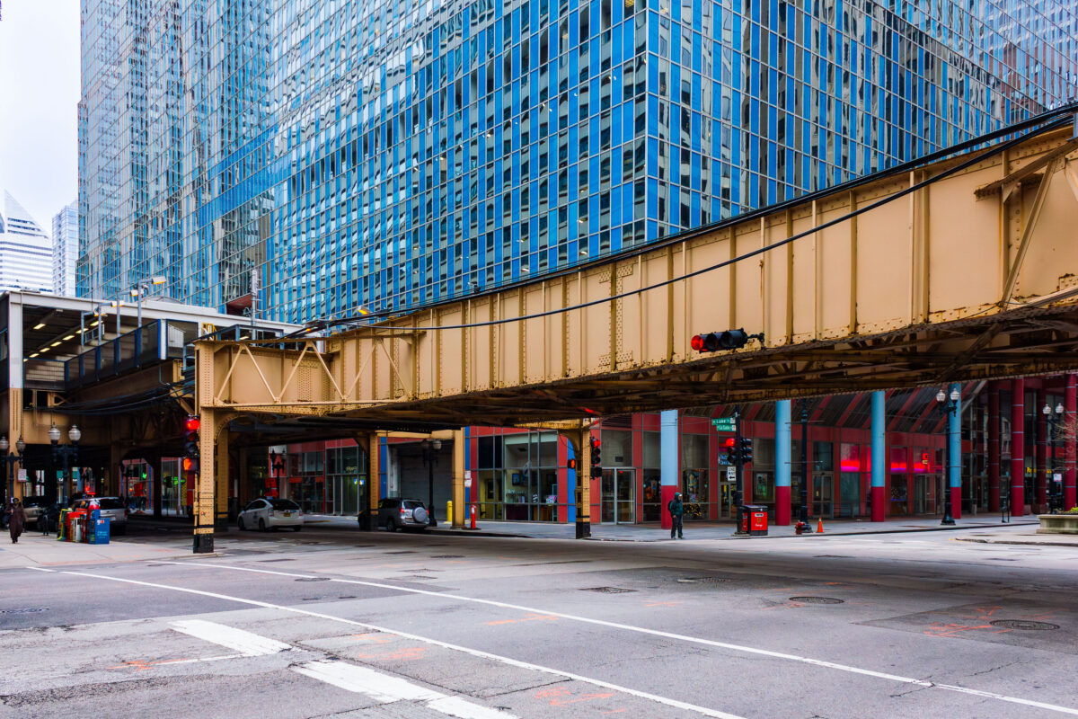 Chicago Elevated Train at Lake and La Salle
