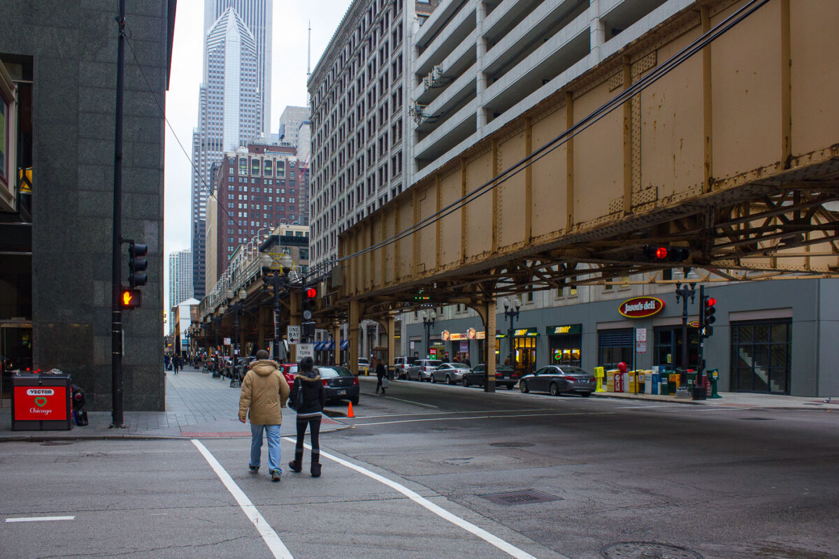 Lake Street and Dearborn in downtown Chicago in December 2012.