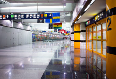 Inside O'Hare International Airport in Chicago.