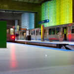 Trains at O'Hare International Airport in Chicago.