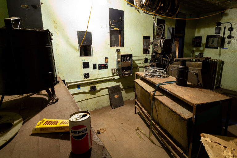 Old pepsi can and milk duds at abandoned Hollywood Theater 2 The Hollywood Theater located at 2815 Johnson Street, Minneapolis. Listed on the US National Register of Historic Places and notable for it’s Streamline Moderne design. It opened in 1935 and closed in 1987 after not being able to compete with video stores and new larger theaters. The theater was sold in 2015 to a developer who plans to renovate the property.