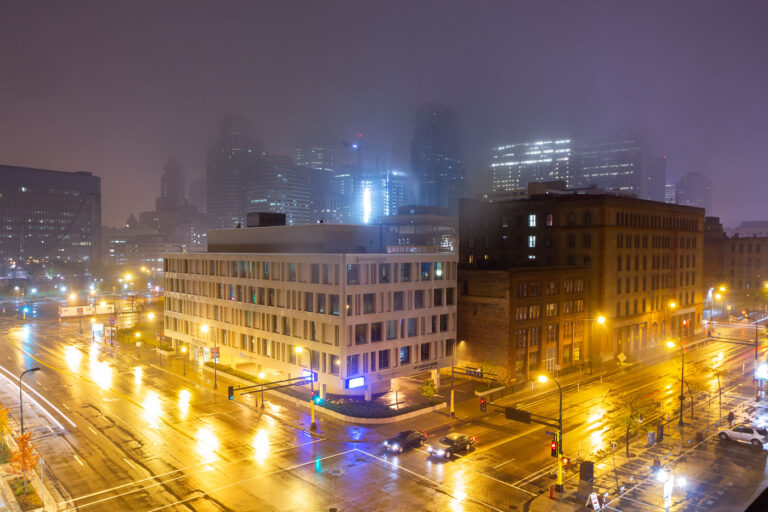 Foggy skies in Downtown Minneapolis in 2013 3 Fog in Downtown Minneapolis in 2013.