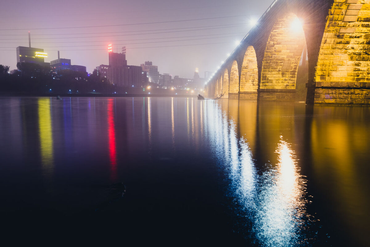 The historic Stone Arch Bridge over the Mississippi River in Downtown Minneapolis in October 2013.