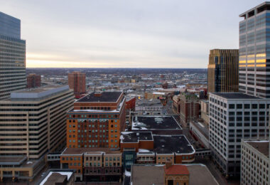 Downtown Minneapolis as seen from Marquette Ave in March 2014.