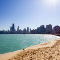 Lake Michigan shore in Chicago, Illinois.