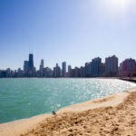 Lake Michigan shore in Chicago, Illinois.