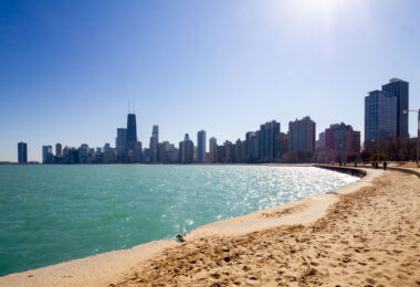 Lake Michigan shore in Chicago, Illinois.