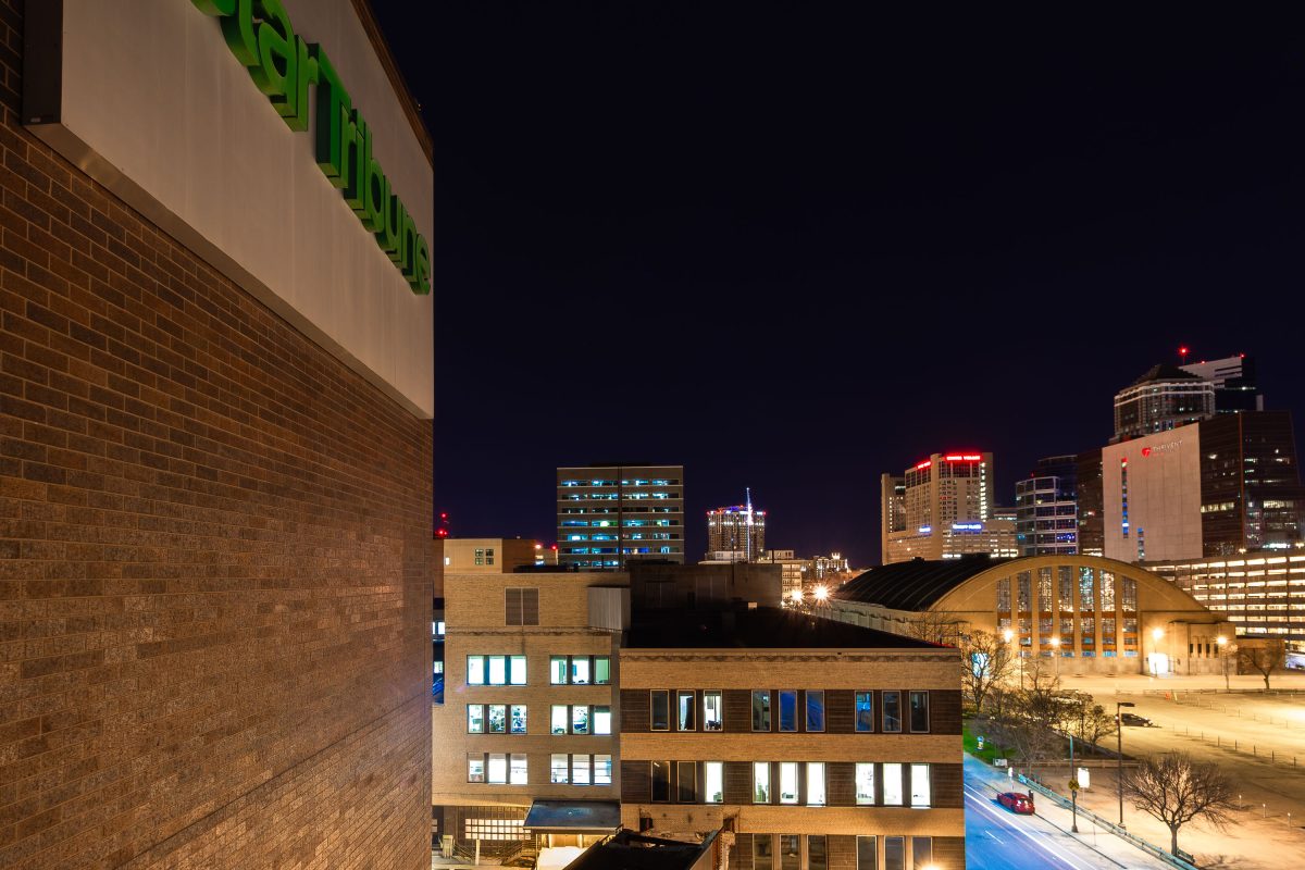 Star Tribune Building at Night, Downtown Minneapolis