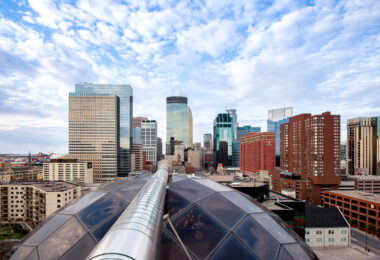 View of Downtown Minneapolis as seen from the Millennium Hotel on Nicollet Mall.