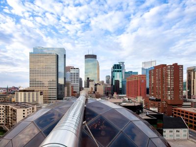 Downtown Minneapolis Skyline Beyond the Millennium Hotel Dome