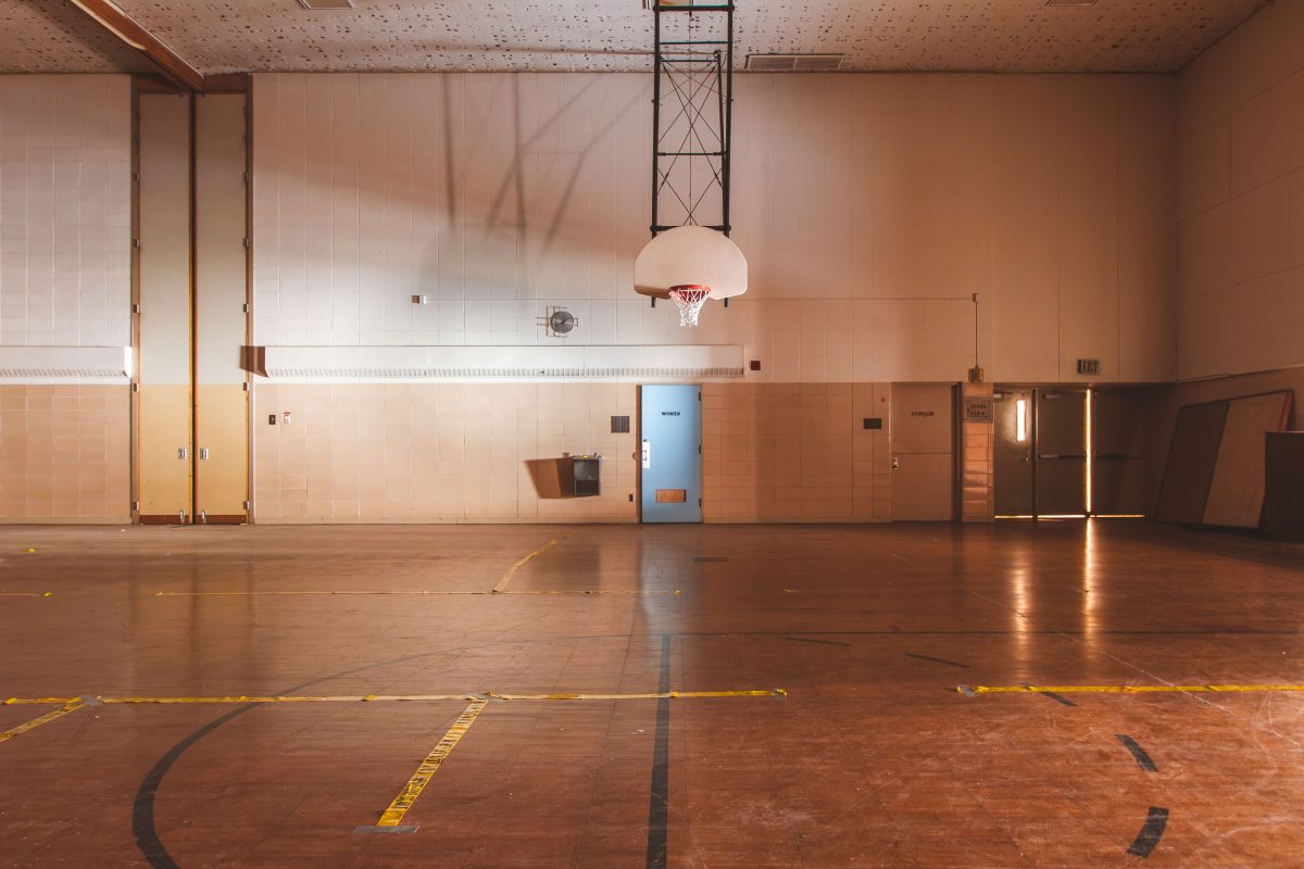 Basketball Hoop and Court Floor, Fergus Falls Kirkbride Building, Minnesota