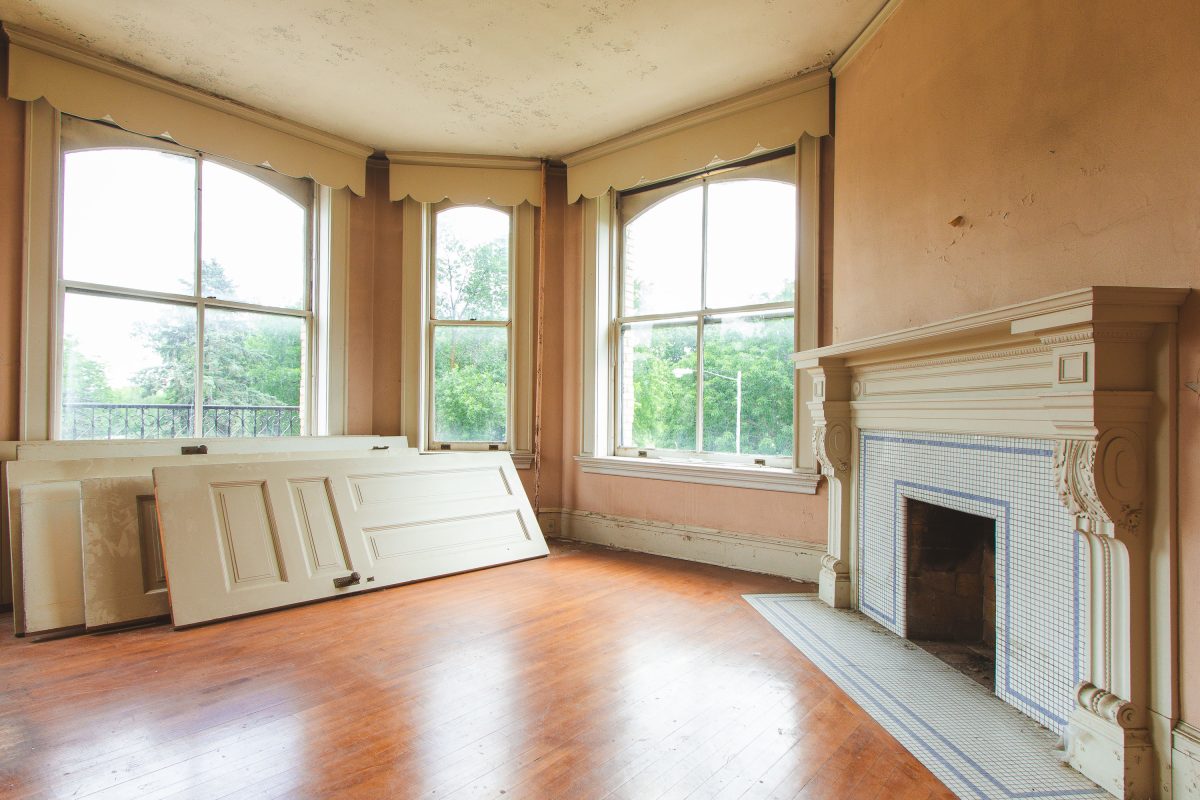 Bay Window Parlor with Tiled Fireplace, Fergus Falls Kirkbride Building, Minnesota