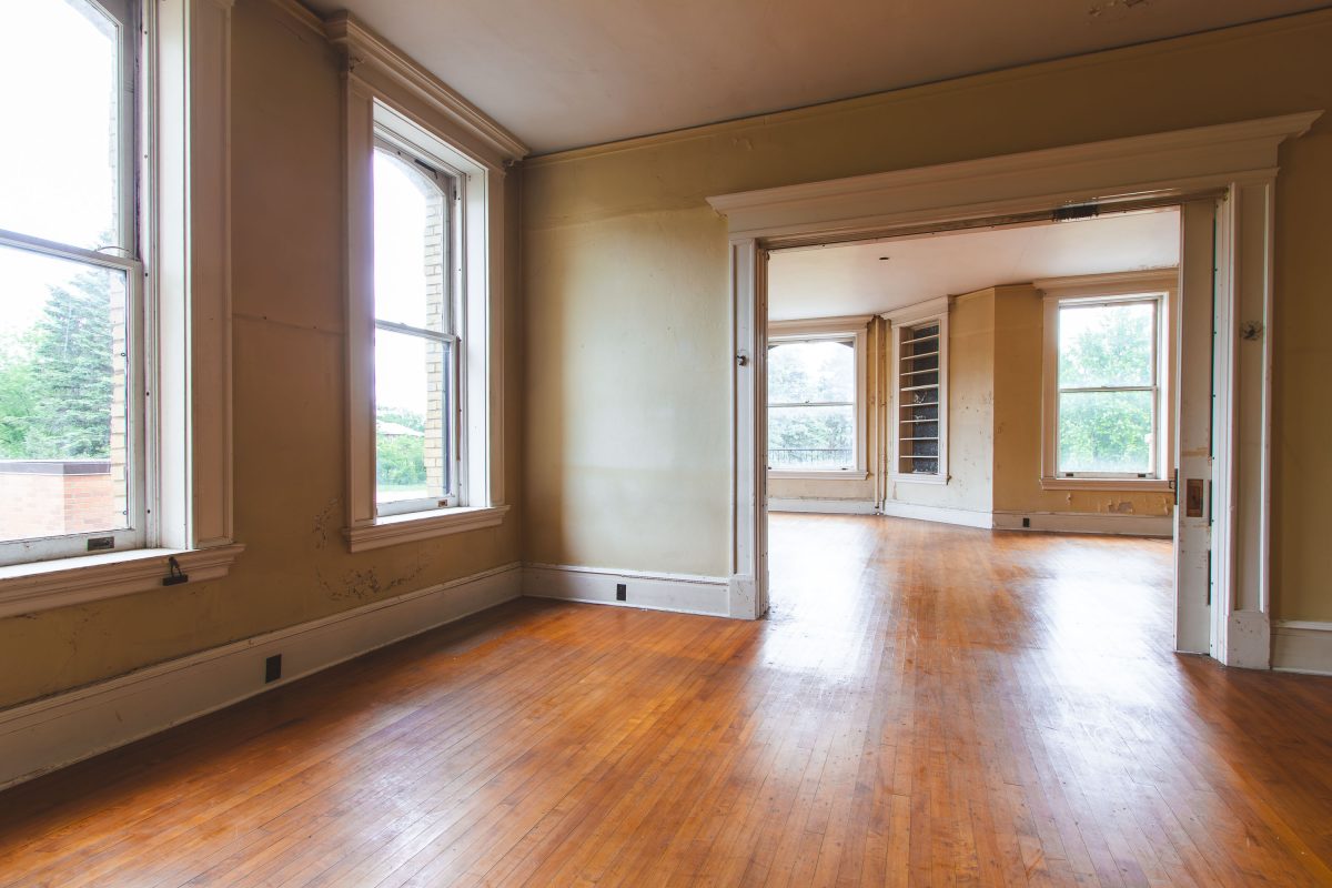 Empty Patient Rooms with Hardwood Floors, Fergus Falls Kirkbride Building