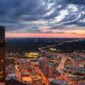 Interstates 394 and 94 as seen from a Downtown Minneapolis rooftop.