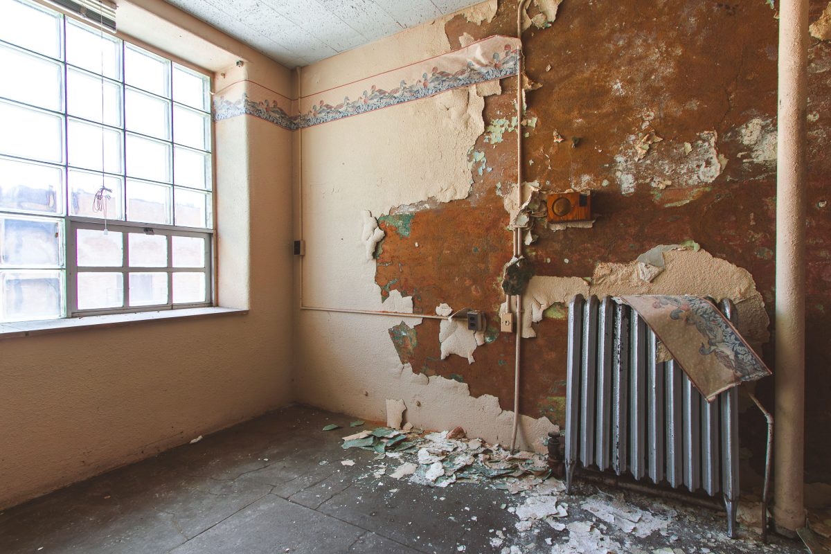 Peeling Plaster and Radiator, Fergus Falls Kirkbride Building, Minnesota