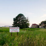 A "Restricted Area" sign in Fort Snelling nearing the Minneapolis-St. Paul International Airport.