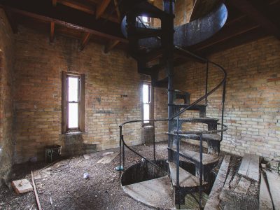 Spiral Staircase in Brick Tower Room, Fergus Falls Kirkbride Building