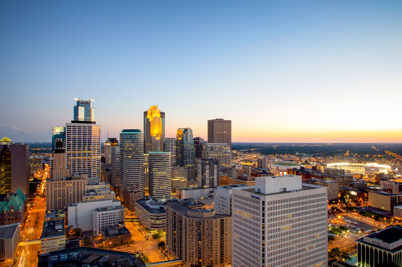 Downtown Minneapolis Skyline during Sunset 2017