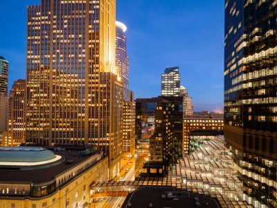 Crystal Court and IDS Center, Downtown Minneapolis at Night