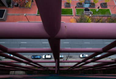 Looking down from what was a parking garage before it was demolished to make way for the Minneapolis Public Service Center.