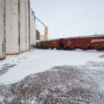 Hansen-Mueller grain elevator and BNSF trains in Superior, Wisconsin.