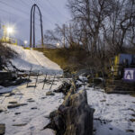 Snow in Father Hennepin Bluff Park in Northeast Minneapolis.