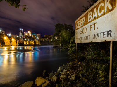 Turbulent Water Sign on Mississippi River, Minneapolis